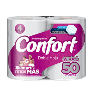 PAPEL CONFORT 50 METROS DOBLE HOJA Paquete 10X4