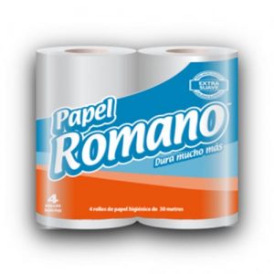 PAPEL ROMANO 30 METROS DOBLE HOJA Paquete 12X4