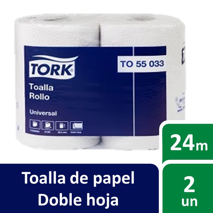TOALLA TORK 24 METROS DOBLE HOJA Paquete 8X2